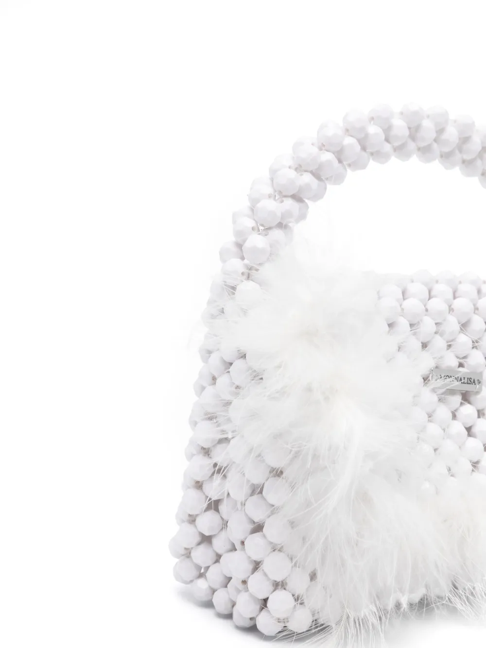 Monnalisa Shopper met veren afwerking - Wit