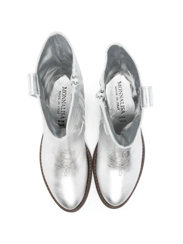 Monnalisa 45mm Metallic western-style Boots Silver FARFETCH IN