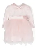 Monnalisa belted mesh tiered dress - Pink