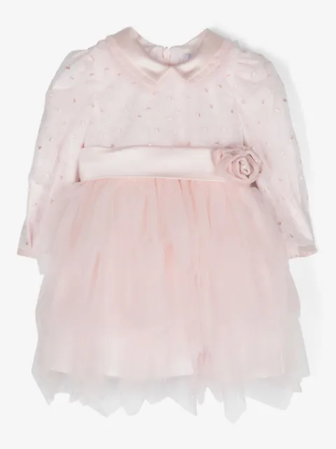 Monnalisa belted mesh tiered dress