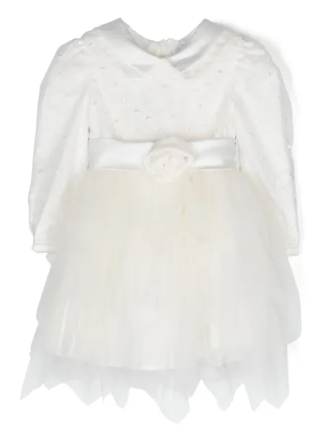 Monnalisa floral-appliqué tulle dress