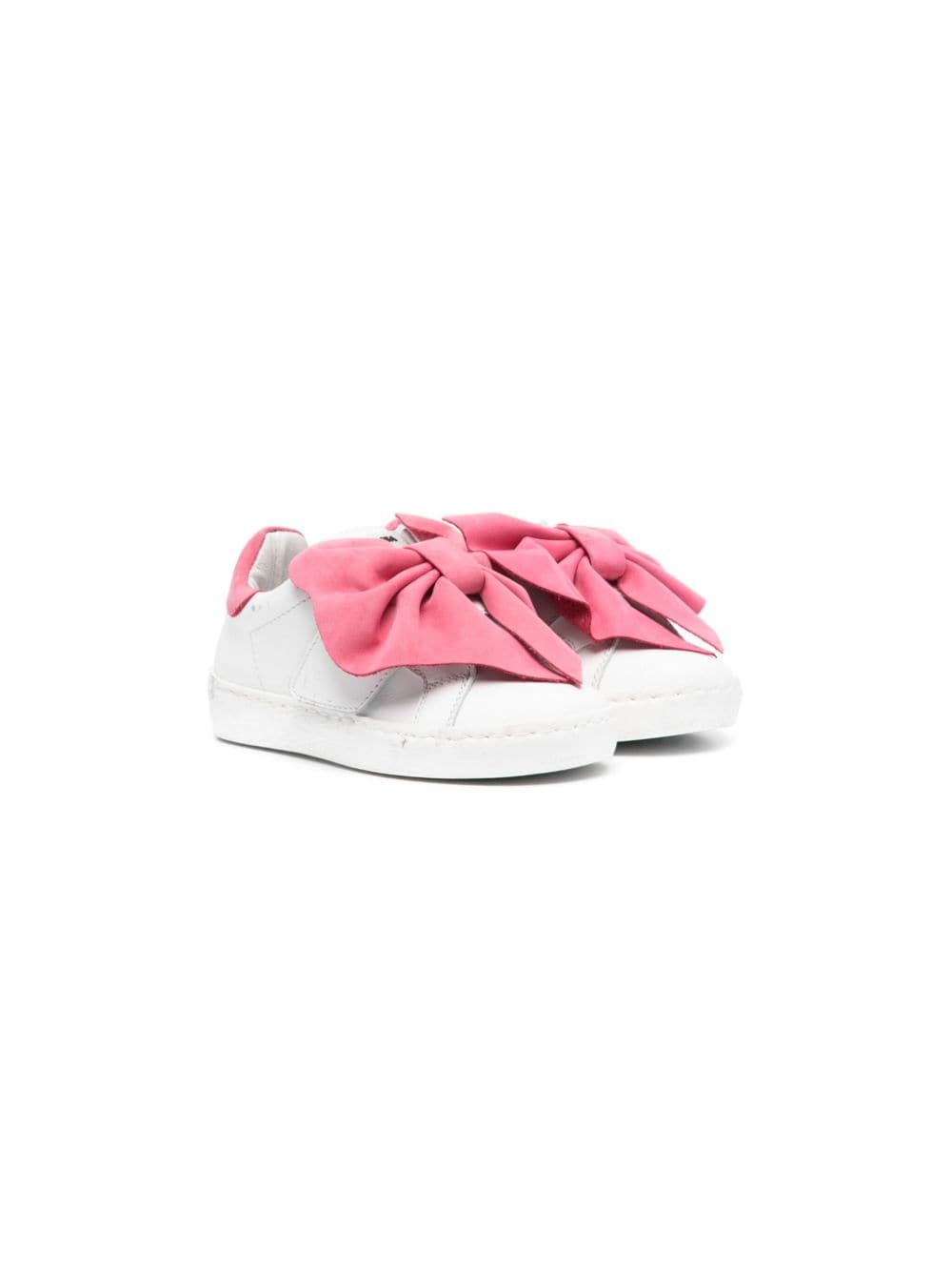 Monnalisa Leren sneakers met oversized strik Wit