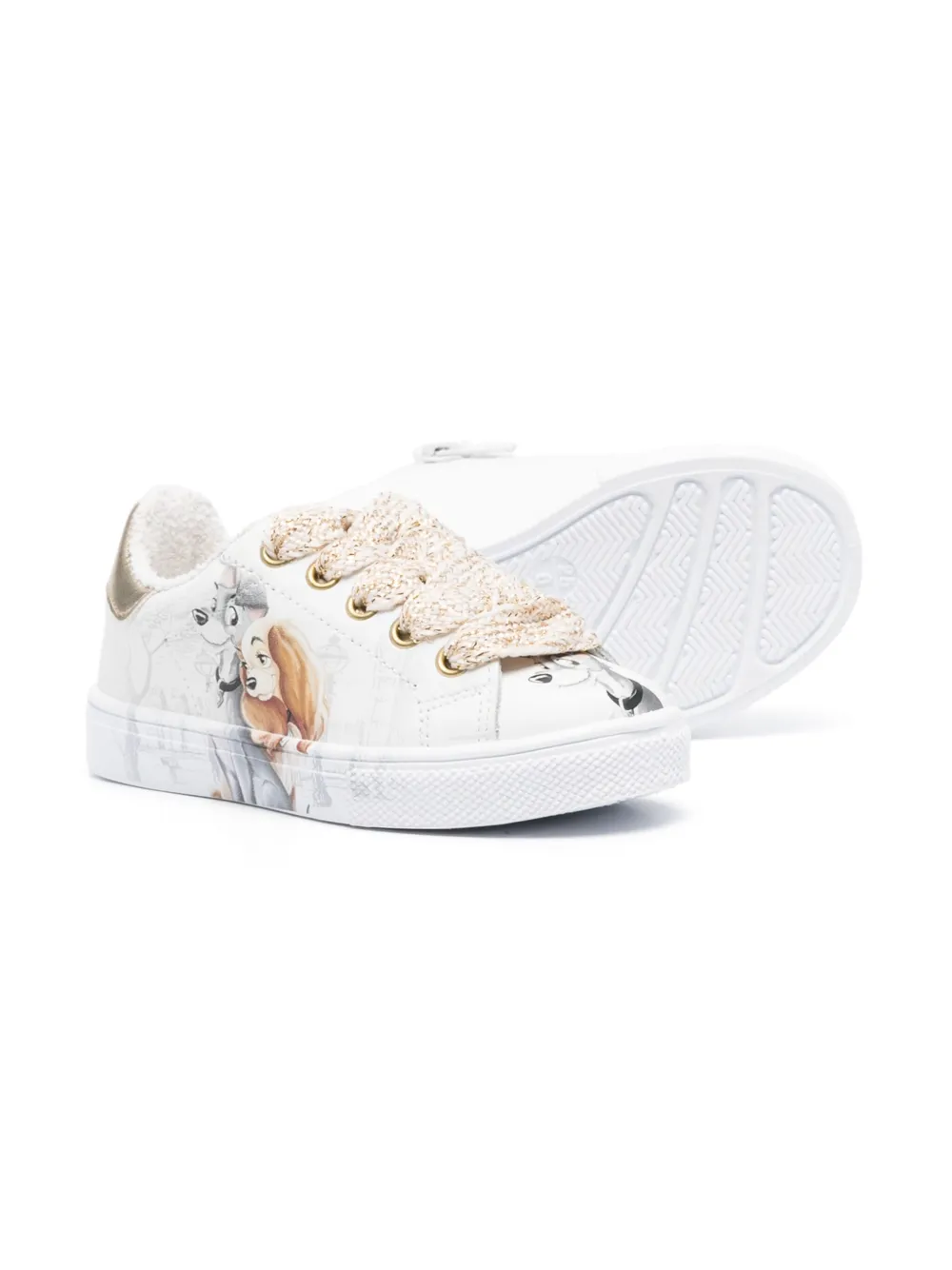 Monnalisa Lady and the Tramp leather sneakers White