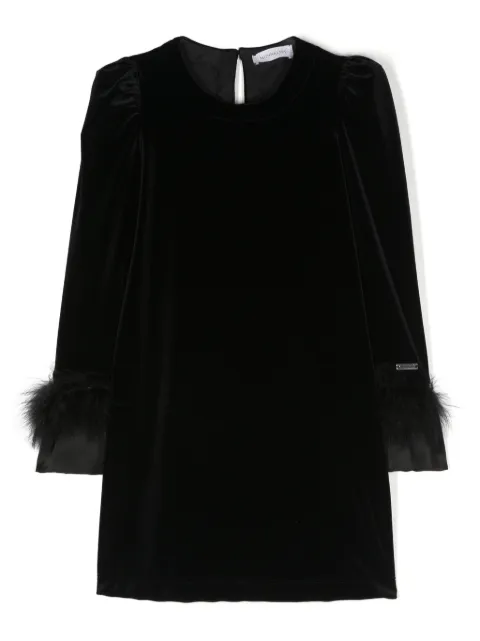 Monnalisa vestido con ribete de plumas