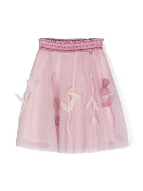 Monnalisa floral-appliqué tulle tutu