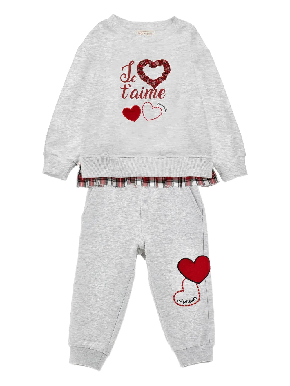 Monnalisa heart-embellished tracksuit | Grey | Image 1