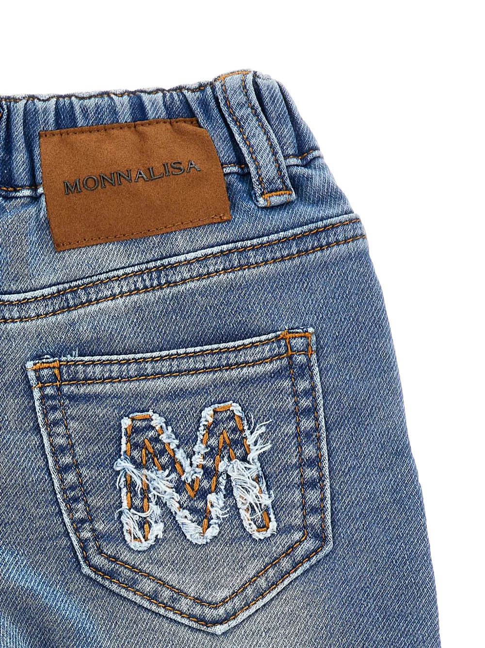 Monnalisa Jeans met geborduurde beer Blauw