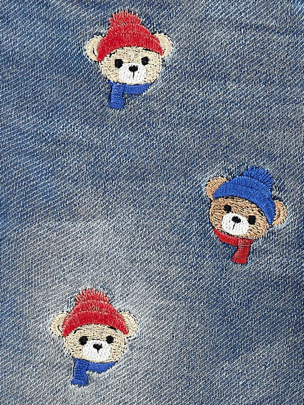 Monnalisa Jeans met geborduurde beer Blauw