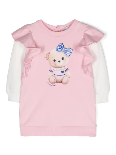 Monnalisa teddy bear-print cotton dress