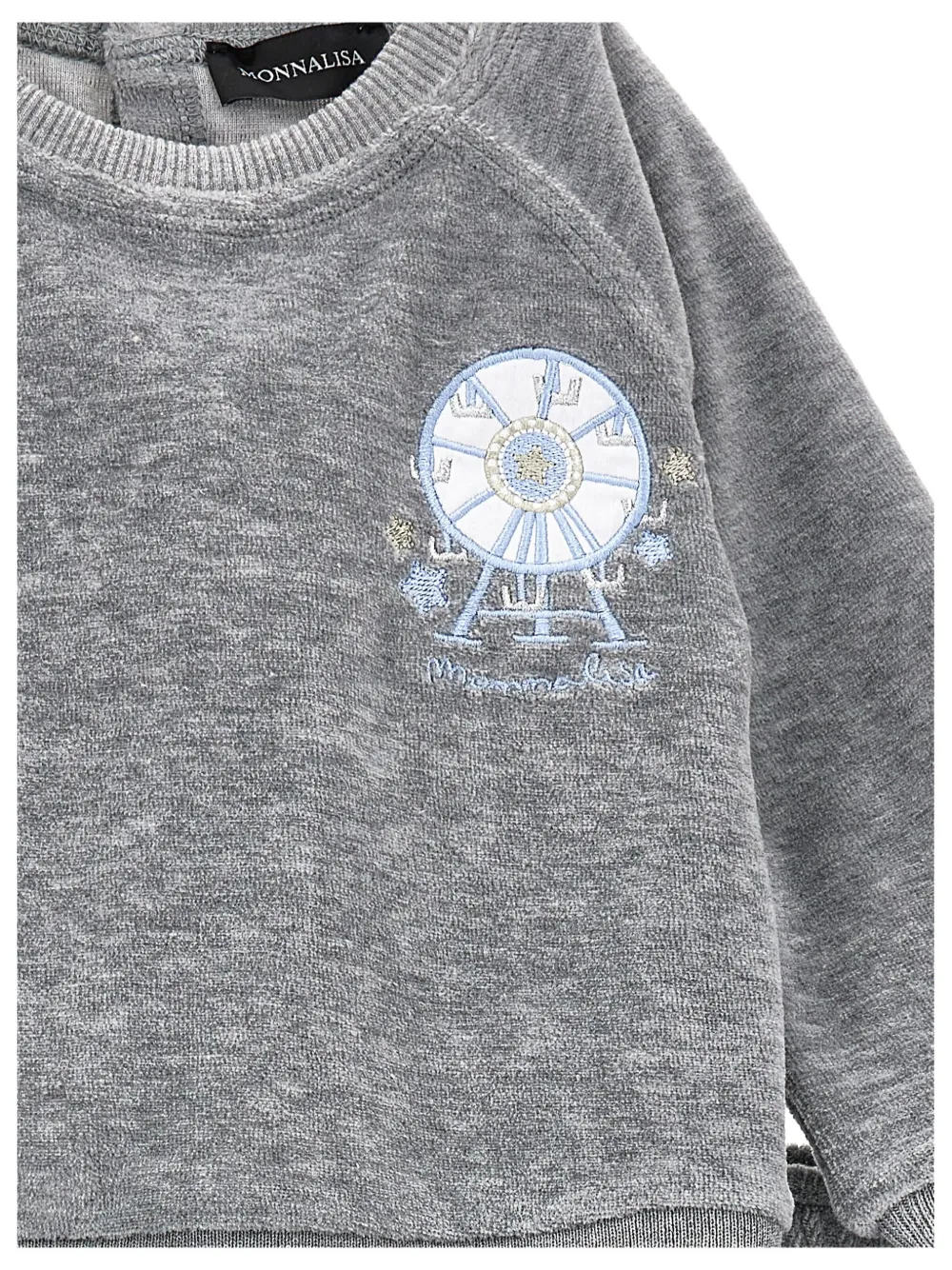 Monnalisa Ferris-wheel Velour Tracksuit In Gray