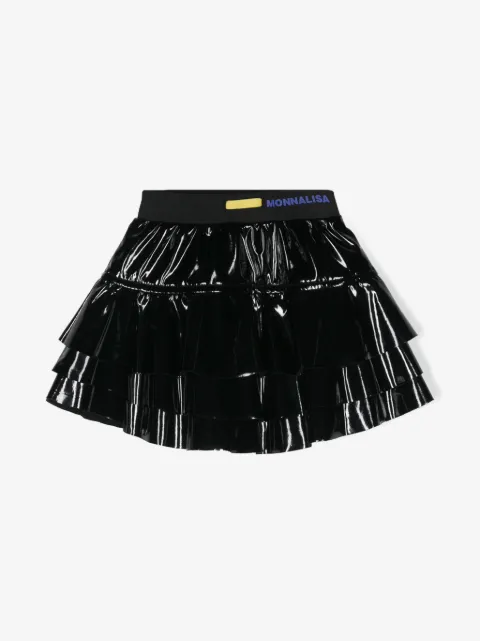Monnalisa glossy tiered miniskirt