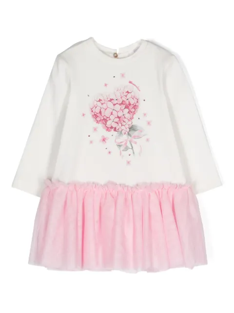 Monnalisa tulle-trim cotton dress
