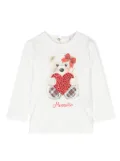 Monnalisa teddy bear-print cotton T-shirt - White