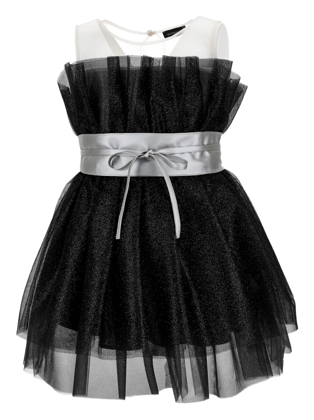 Monnalisa glitter-embellished ruffled party dress | Black | Image 1