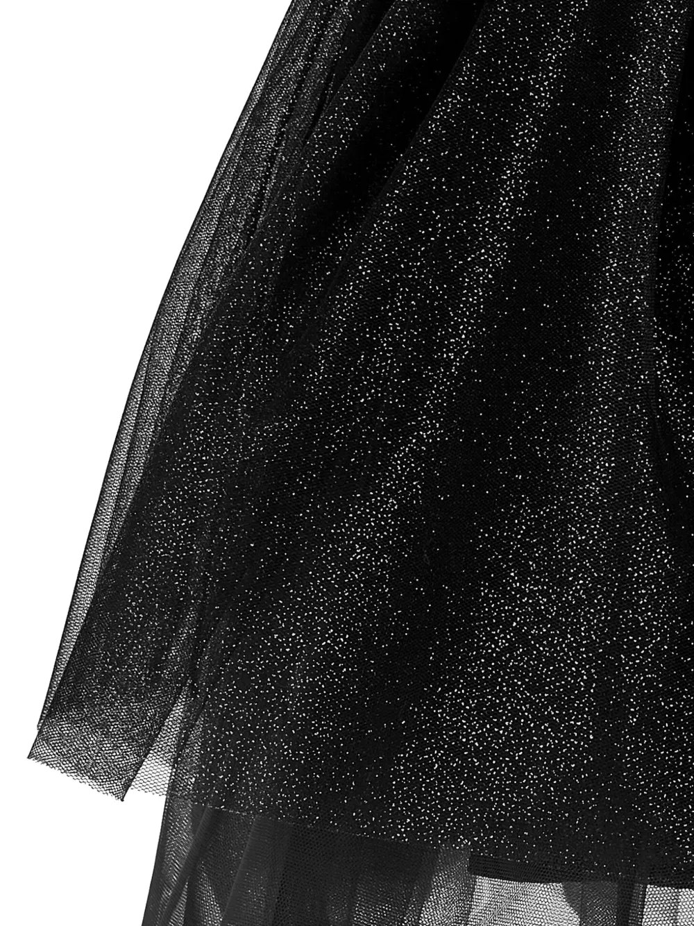 Monnalisa Jurk verfraaid met glitters en ruches Zwart