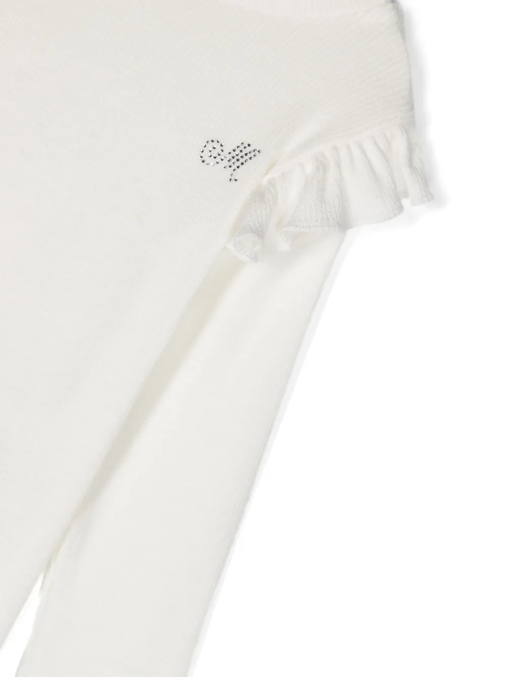 Monnalisa Geribbeld shirt met monogram van stras Wit