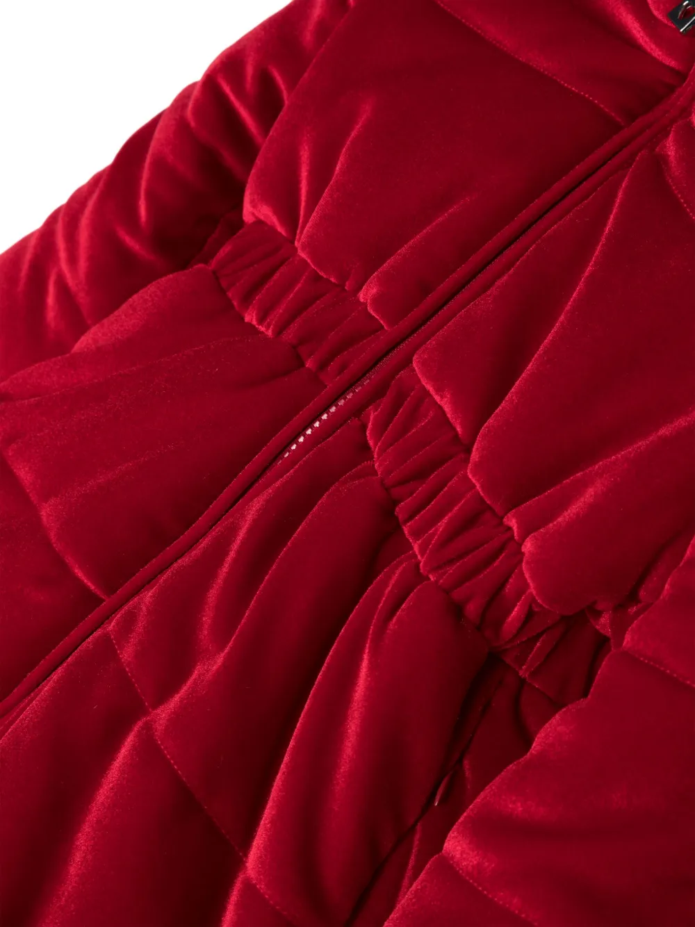 Shop Monnalisa Quilted Chenille Hooded Coat In Red
