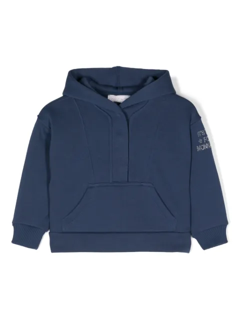 Monnalisa rhinestone-logo seamed hoodie