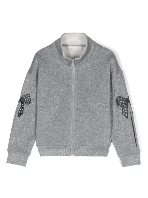 Monnalisa lurex zip-up sweatshirt