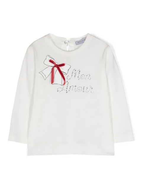 Monnalisa rhinestone-embellished cotton T-shirt