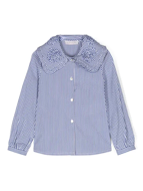 Monnalisa camisa de popelina con volantes y rayas estampadas