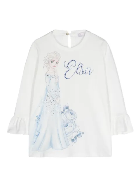 Monnalisa crystal-embellished cartoon-print T-shirt