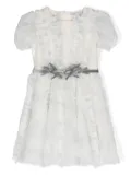 Monnalisa point d'esprit ruffled dress - White