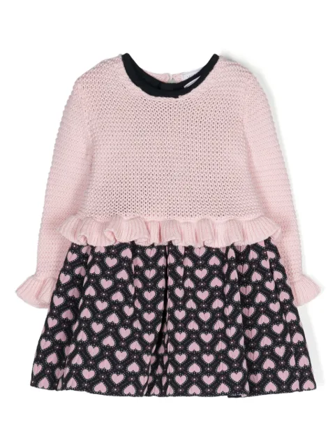 Monnalisa vestido con paneles y estampado de corazón