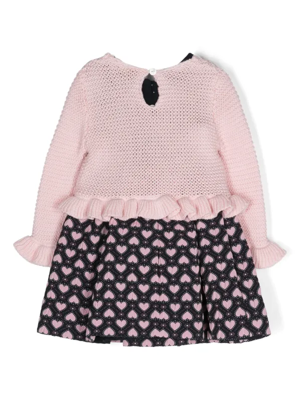 Monnalisa heart-print Paneled Dress Pink FARFETCH OM