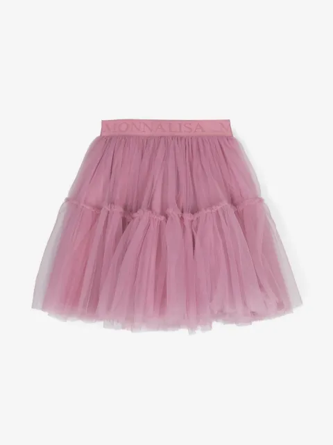 Monnalisa logo-jacquard tulle tutu