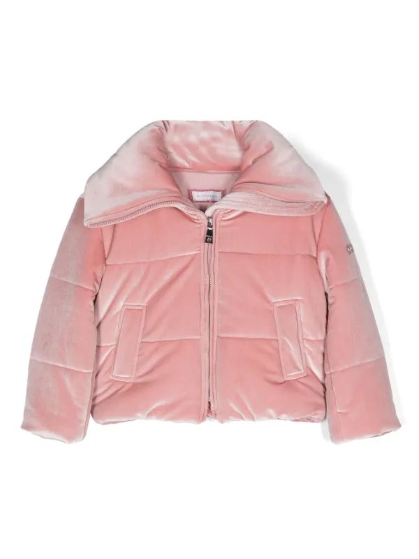 Pink velour puffer jacket online