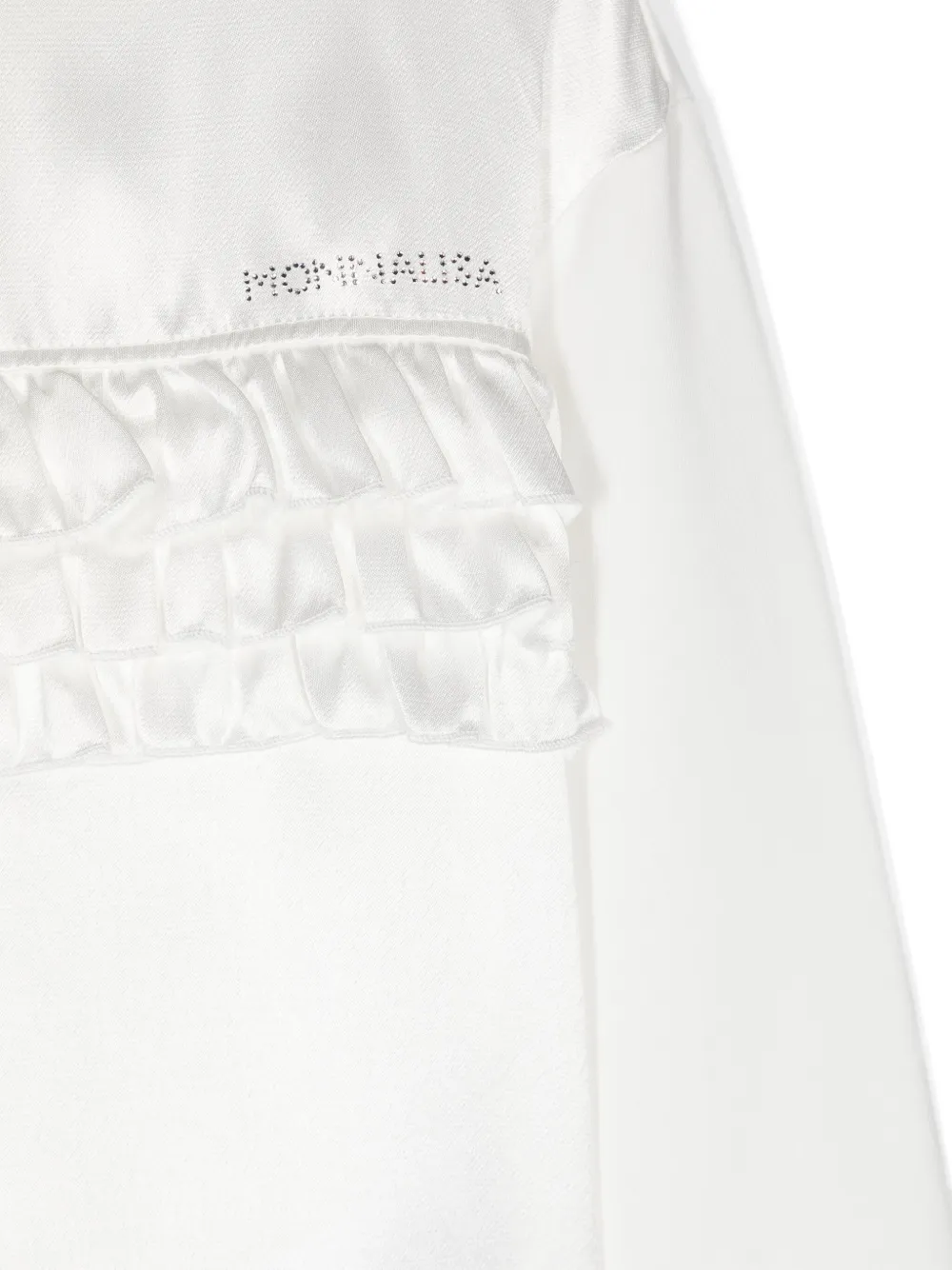 Monnalisa Shirt met logo van stras en ruches Wit