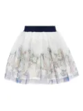 Monnalisa floral-print tulle skirt - Blue