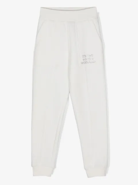 Monnalisa rhinestone-logo track pants