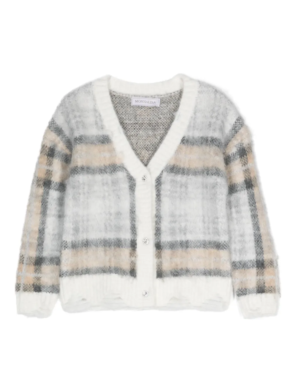 Monnalisa Geruit vest Wit