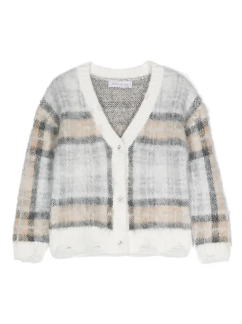 Monnalisa checked brushed-knit cardigan