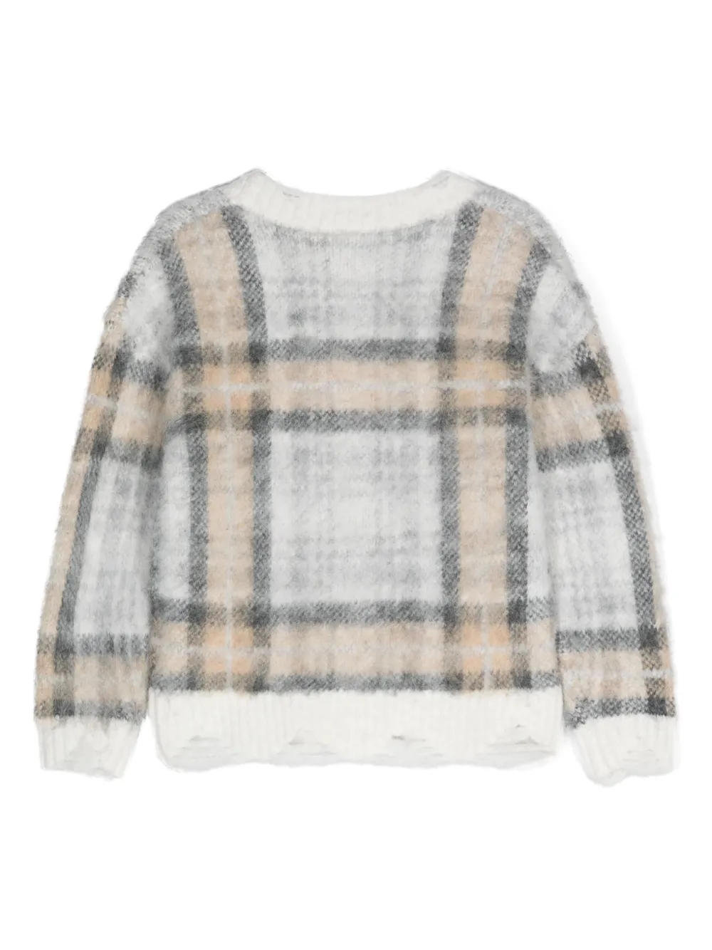 Monnalisa checked brushed-knit cardigan - Wit