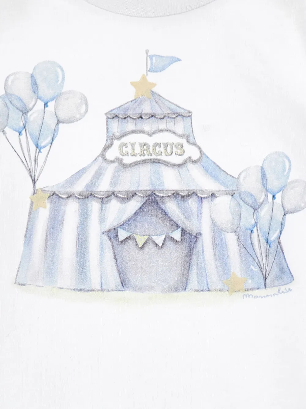 Monnalisa T-shirt met circusprint en lange mouwen Wit