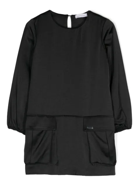 Monnalisa logo-plaque satin dress