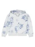 Monnalisa rose-print zip-up hoodie - Blue