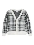 Monnalisa checked brushed-knit cardigan - White