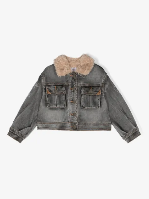 Monnalisa x Disney Lady-patch padded denim jacket