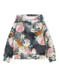 Monnalisa floral-print jersey hoodie - Blue