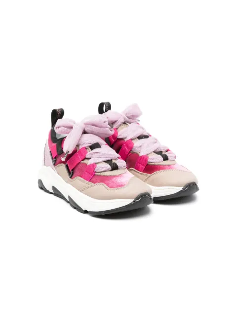 Monnalisa lace-up glittered sneakers
