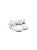 Monnalisa bow-detail velour ballerina shoes - Grey