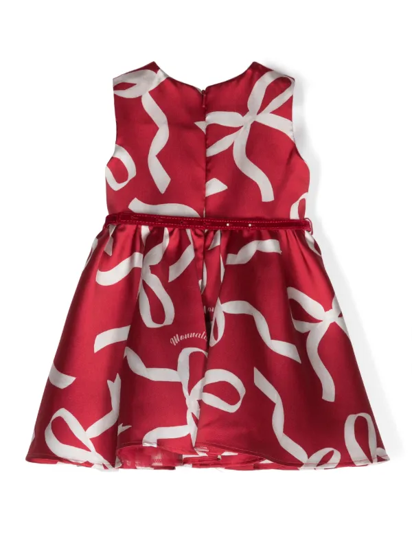 Monnalisa Vestido Plisado Con Moño Estampado Rojo FARFETCH CL