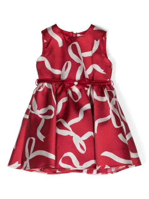 Monnalisa bow-printed pleated dress