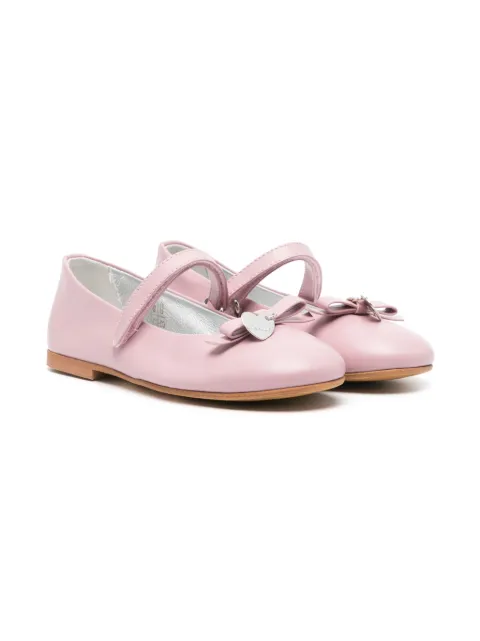 Monnalisa bow-detail leather ballerina shoes