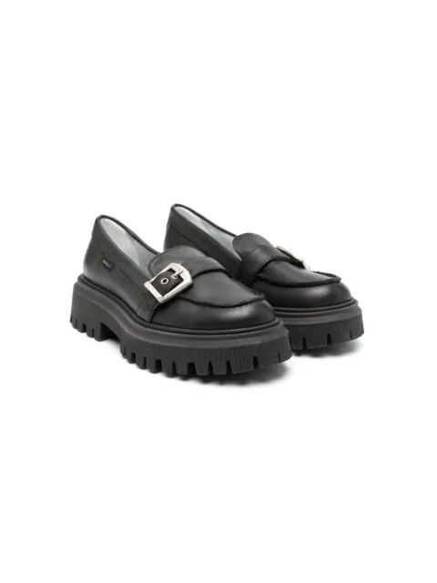 Monnalisa decorative-buckle leather loafers