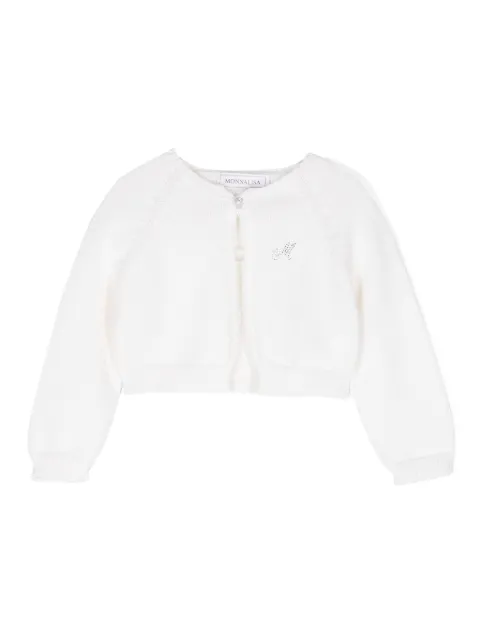 Monnalisa crystal-logo wool cardigan